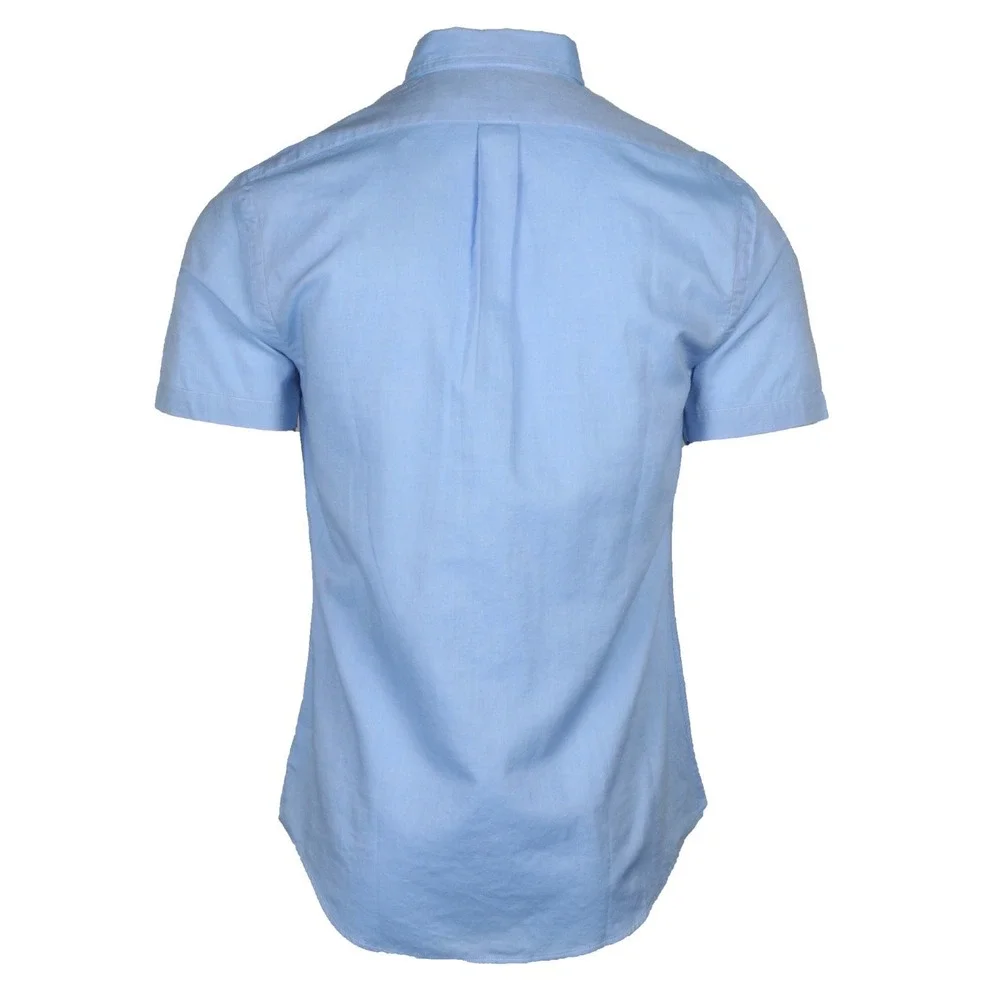 Polo Ralph Lauren Slim Fit Short Sleeve Chambray Oxford Shirt Blue Cotton XL